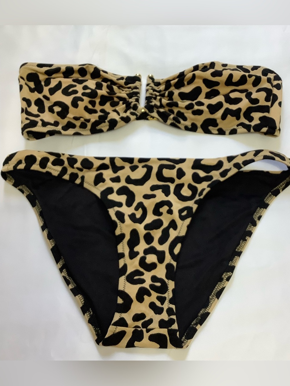 Milly Cabana Swimwear Cheetah Print Bikini Set Strapless Size S (0097)